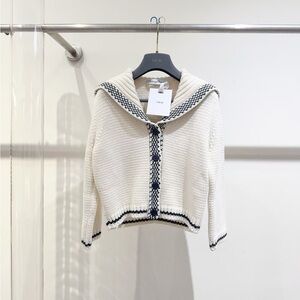 🚩steal authentic Dior Ivory Cardigan with Navy Trim